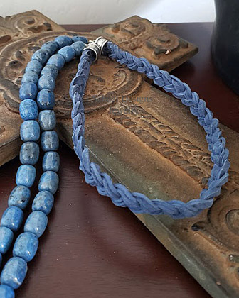 Schaef Designs denim lapis bead and braid necklace | Arizona 