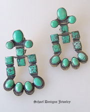 Federico signed turquoise chandelier clip earrings | Schaef Designs Jewelry | Arizona