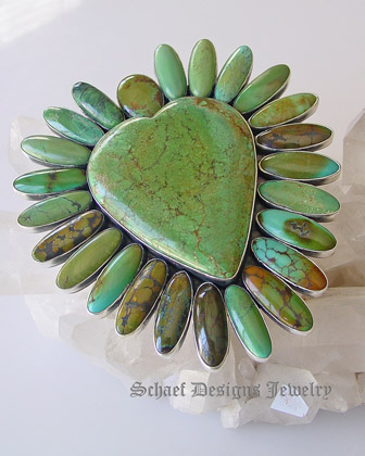 Federico Large multi colored turquoise heart pin pendant | Schaef Designs | New Mexico 