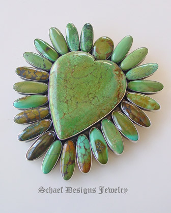 Federico Large multi colored turquoise heart pin pendant | Schaef Designs | New Mexico 