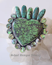 Federico signed turquoise & sterling silver small heart pin pendant  | Schaef Designs Jewelry | Arizona