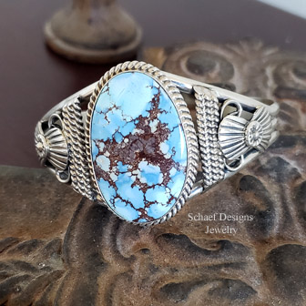  Golden Hills Turquoise & Sterling Silver Native American Cuff Bracelet | Schaef Designs | Arizona 