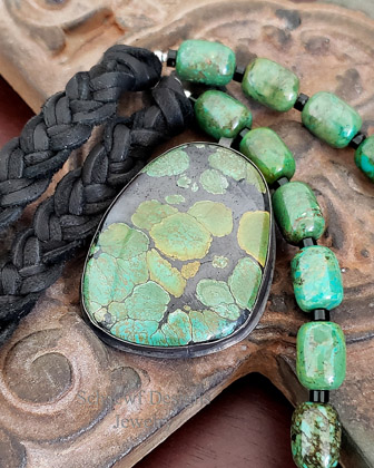 Schaef Designs Chrysocolla in Black Sterling Silver Pendant & Bail | Arizona