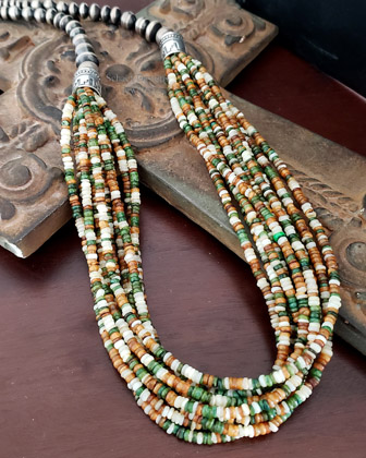 Schaef Designs green orange white mulit strand necklace | Arizona
