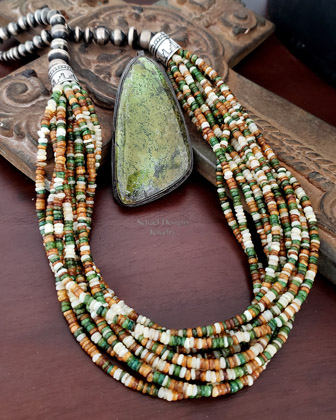 Schaef Designs green Orange White multi strand necklace  | Arizona