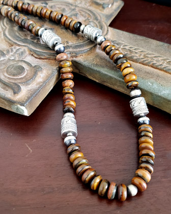  Schaef Designs Indian Paint Stone Tube Bead Necklace   | New Mexico 