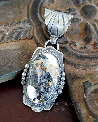 J Nelson buffalo turquoise & sterling silver pendant | Arizona
