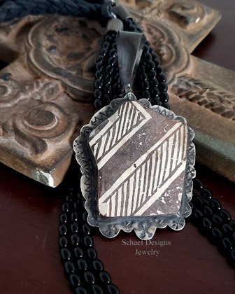 Schaef Designs Large Anasazi Pottery Shard Southwestern Pendant | Arizona 