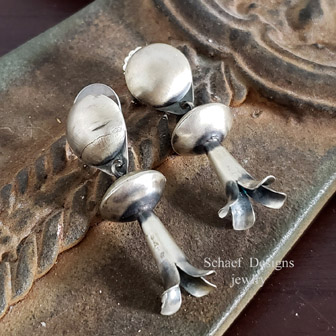  Leon Curly Sterling Silver Squash Blossom Post Earrings | Arizona