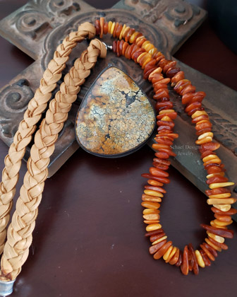  Schaef Designs Large Black Silver Yellow Turquise Pendant | Arizona 