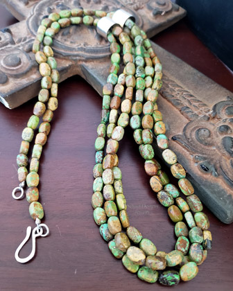 Schaef Designs Green Turquoise & Sterling Silver 3 Strand Southwestern Necklace | Arizona