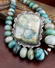 Schaef Designs Large Turqouoise & black silver pendant | Arizona