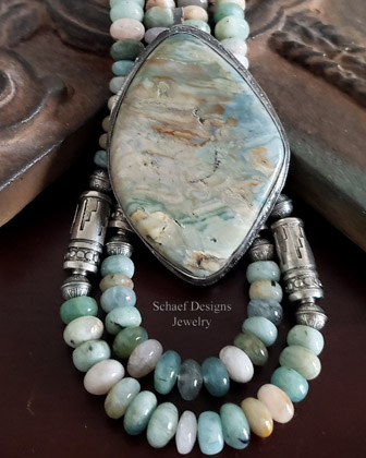 Schaef Designs pastel morrisonite & sterling silver large pendant | Arizona