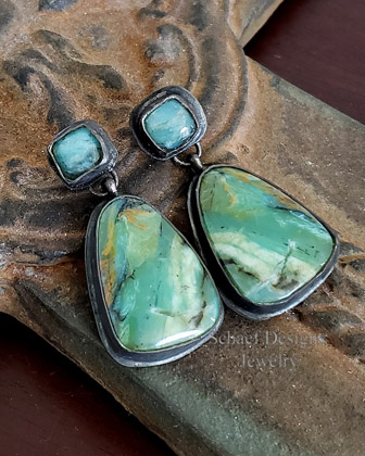 Schaef Designs Peruvian Opal Black Silver Post Earrings | Arizona 