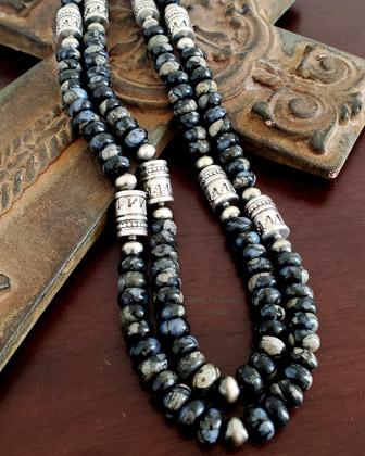 Schaef Designs Que Sera Stone & Sterling Silver Tube Bead Necklace Set 