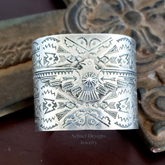 Native American Thunderbird Symbol Sterling Silver Cuff Bracelet | Arizona 