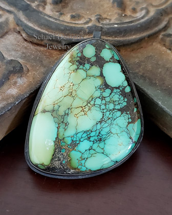  Schaef Designs Turquoise in black sterling silver large pendant | Arizona