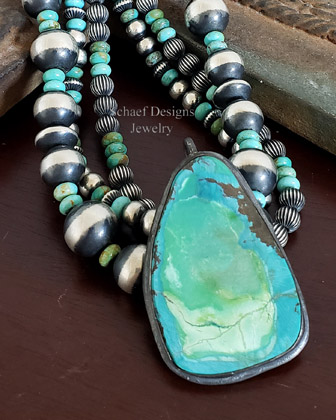 Schaef Designs Small Turquoise Black Silver Pendant | Arizona  