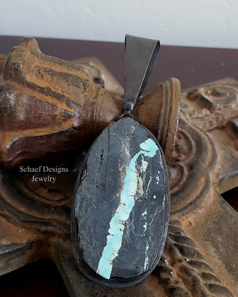 Schaef Designs turquoise ribbon black silver pendant  | Arizona 
