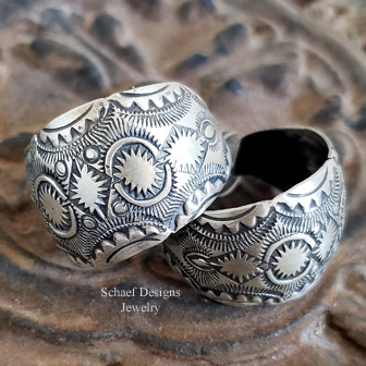 Vince Platero Stamped Sterling Silver Hoop Post Earrings | Arizona 