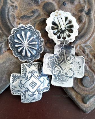 Vincent Platero Square Cross Sterling Silver Clip Earrings | Arizona 